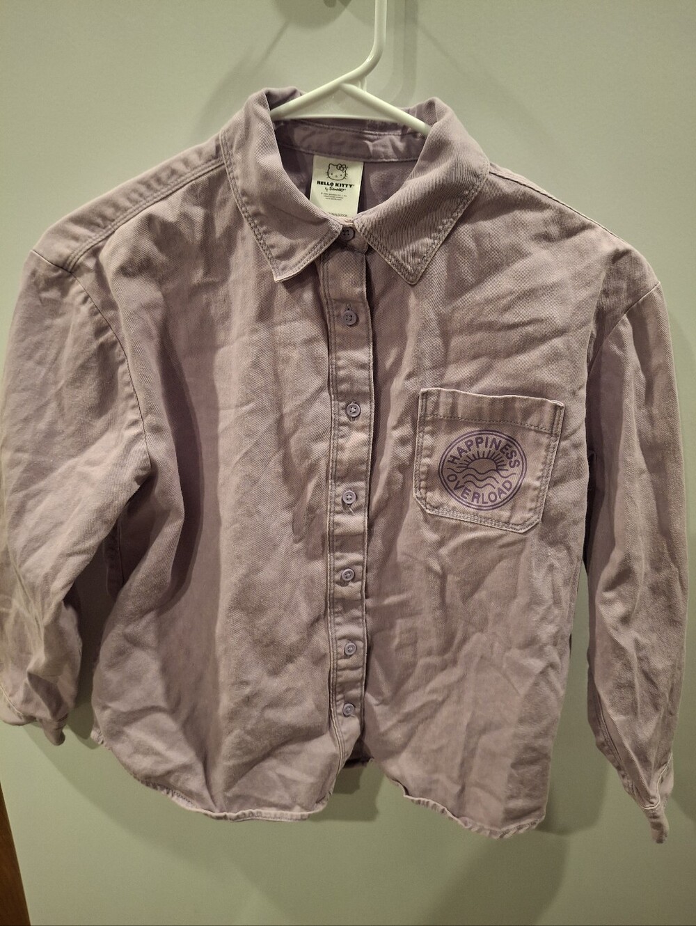 Hello Kitty Lavender Button-Down Shirt with Pocket Graphic